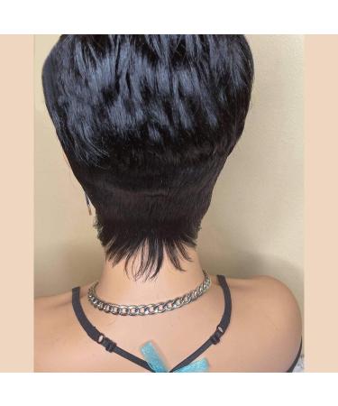 Sumcas Pixie Cut Human Hair Wig for Black Women | Short Bob Glueless Machine Made Wig with Bangs | 1B 8 Inch 130% Density - Buy Online on GoSupps.com