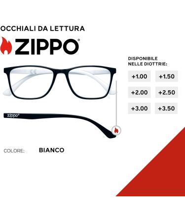 Buy Zippo Reading Glasses - Stylish Black & White Rods for Men & Women | 1.0x Magnification - International Shipping Available - Buy Online on GoSupps.com