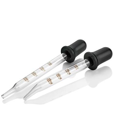 Eye Dropper - (Pack of 2) Bent & Straight Tip Calibrated Glass Medicine Droppers for Medications or Essential Oils Pipette Dropper for Accurate Easy Dose and Measurement (1 mL Capacity) 2 Count (Pack of 1)