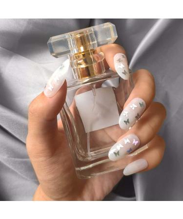 Sethexy Long Glossy Oval False Fingernails Sparkling Butterfly Design | 24pc Laser Complete Cover Acrylic Press-On Nail Tips for Women & Girls - Buy Online on GoSupps.com