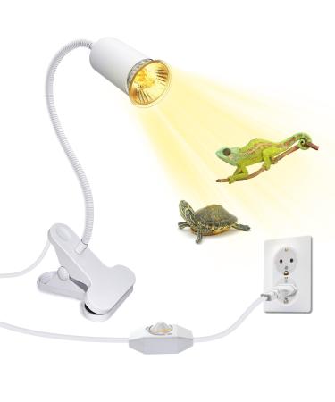 WPQiuz's turtle heat lamp with 240cm cable reptiles terrarium lamp e27 uva UVB reptile heating lamp with adjustable clip and 40cm swan neck Ceramic lamp frame for lizard white turtles 1 piece