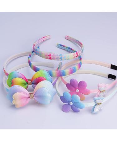AlamnoFu 6pcs Glitter Toddler Headband Set - Girls Sparkly Hair Bands with Bow, Sequin Flower, Butterfly Designs for Kids - Buy Online on GoSupps.com