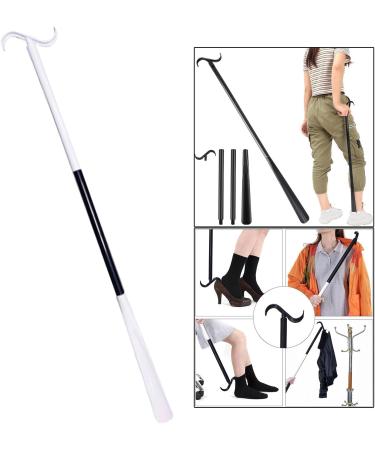2-in-1 Dressing Aid Tool - Extra Long Handle Shoe Open & Sock Remover for Disabled & Back Problems | White & Black - Buy Online on GoSupps.com