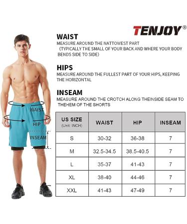 TENJOY Men's 2 in 1 Running Shorts - Quick Dry Athletic Workout Shorts with Phone Pockets (Light Blue, Large) - Buy Online on GoSupps.com