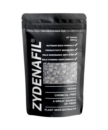 Zydenafil 200 mg | 20 Tablets | Fast Effect Male Performance Enhancing 100% Herbal Food Supplement | Fast Acting | Ginseng Maca | Energy and Stamina Support | Made in UK Pills Men