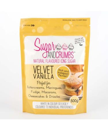 Sugar and Crumbs Natural Flavoured Icing Sugar Confectioners Powdered Sugar - for Baking Frosting Dusting Decorating Royal Icing Cake Cupcakes Buttercreams Velvet Vanilla 500g - Buy Online on GoSupps.com