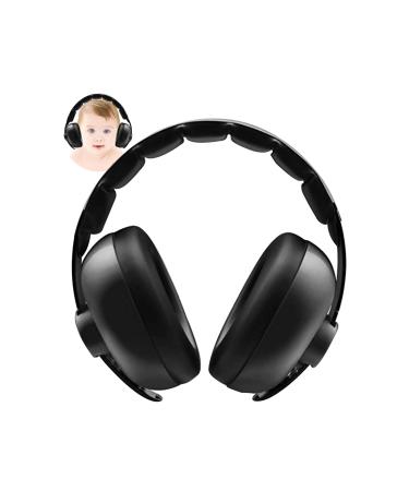 Baby Noise Cancelling Headphones,Baby Ear Protection Ear-Muffs for Newborns Infants and Toddlers, Sleeping Airplanes Fireworks (Black)