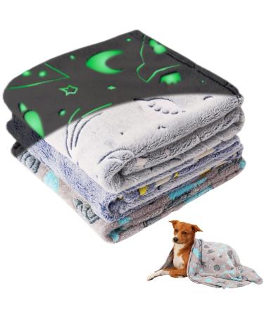 SWROOM 1 Pack 3 Blankets,Dog Throw Blanket Glow in The Dark,Soft Flannel Blanket for Dog Puppy Cat Kitten.