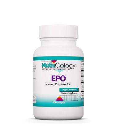 Nutricology EPO - Evening Primrose Oil for Men & Women for Dry Eyes Omega-6 EFA GLA Gamma-Linolenic Acid 500mg Supplement - 120 Count
