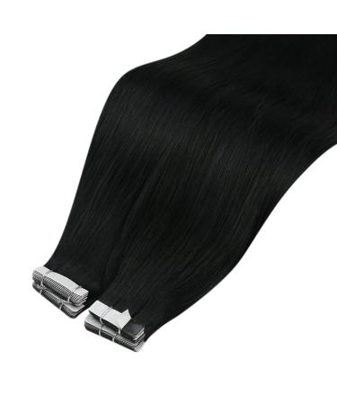 Sunny Jet Black Tape in Hair Extensions - 20pcs, 50g, 22 Inch, Real Human Hair for Black Women - Buy Online on GoSupps.com