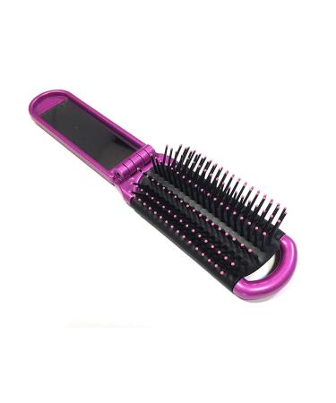ALAZCO Folding Hair Brush With Mirror - Compact Travel Size for Car, Gym, Purse, Locker - 2 Assorted Colors - Buy Online on GoSupps.com