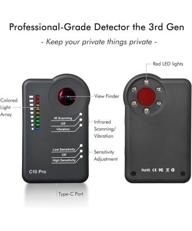 Upgraded Camera Detector Professional Bug RF Detector Hidden Camera Finder Anti Spy Sweeper Portable GPS Tracker Listening Device Signal Scanner for Home Office Car Travel Hotel - Buy Online on GoSupps.com