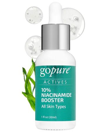 goPure 10% Niacinamide Serum Booster - Redness Reducing Skin Care  Reduces the Look of Skin Discoloration and Large Pores in Soothing Formula with Natural Extracts to Even Skin Tone - 1 fl oz
