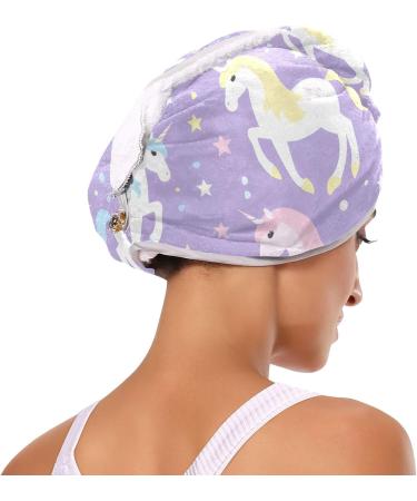 Unicorn Purple Hair Towel 2 Pack | Super Absorbent Quick Drying Hair Turbans for Women & Girls - Buy Online on GoSupps.com