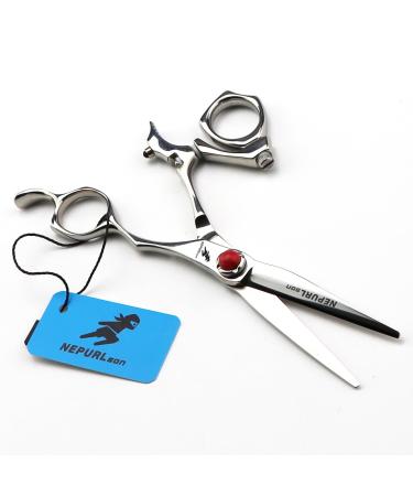 Hair Cutting Scissors Shears 6 Inch Rotary Rotating Handle Professional Hair Salon Scissors Barber Haircut Hairdressing Scissors Barber Straight Cut Japanese Steel