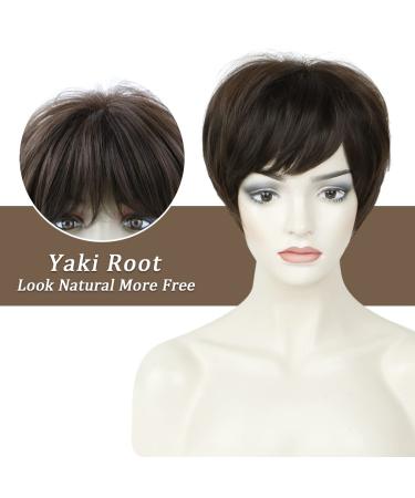 Buy Phocas Short Brown Pixie Cut Wig for Women | Stylish Layered Chocolate Brown Synthetic Hair Wig - Buy Online on GoSupps.com