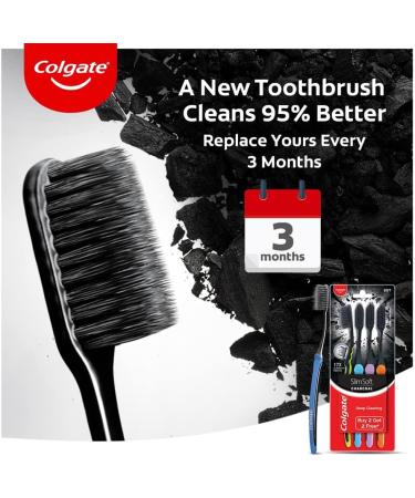 Buy Colgate Slim Soft Anthracite Toothbrush (Pack of 3) - Soft Bristles for Gentle Cleaning - International Shipping Available - Buy Online on GoSupps.com