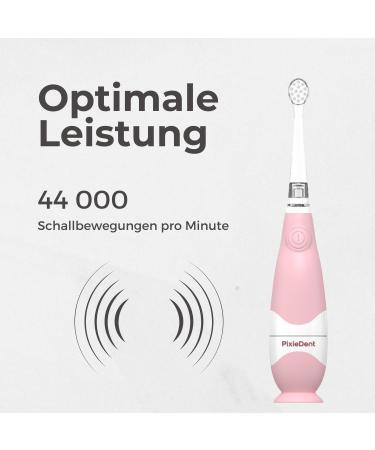 Pixiedent Electric Toothbrush for Children Ultrasound & Sound 2 Replacement Brushes Timer Gentle Bristles LED - Perfect for Ages 0-3 (White & Pink) - Buy Online on GoSupps.com