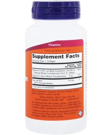 Now Foods Natural Beta Carotene 25000 IU - 90 Softgels | Antioxidant Support - Buy Online on GoSupps.com