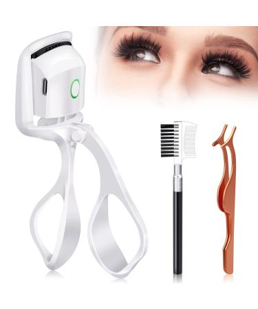 Subay Heated Eyelash Curlers with Lash Tweezer and Eyelash Comb Long Lasting USB Rechargeable Electric Eyelash Curler 2 Heating Modes Quick Pre-Heat Travel Eyelash Curler Curl Natural Eyelashes