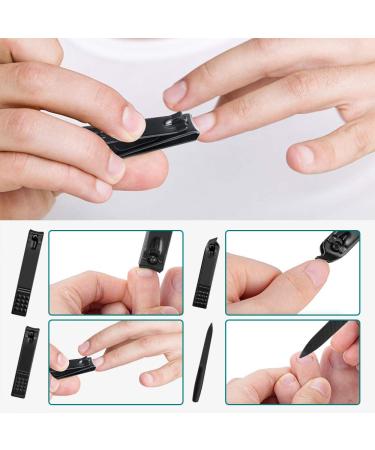 Professional 8Pcs Nail Clippers Set with Precision Tweezers - Stainless Steel for Thick Nails, Eyebrows, and Eyelashes Extensions - Black - Buy Online on GoSupps.com