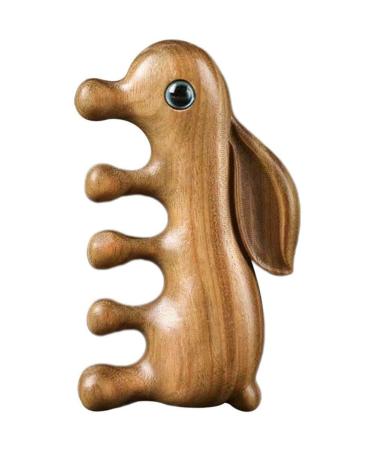 1-part massage comb made of wood in rabbit shape light scalp massage comb made of wood wide denture comb made of natural wood sandal wooden head skin massage curb wooden head massage device for hair growth style 1