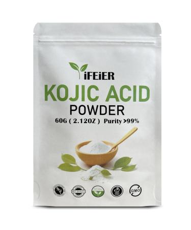 Pure Kojic Acid Powder 60g(2.12oz) for Skincare Products and Homemade Cosmetics. Natural and Organic Kojic Acid Dipalmitate Powder for DIY lotions | creams | serums | soaps