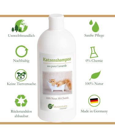 LT Nature Products Cat Shampoo - Bio Chemical & Soap-Free Hypoallergenic Itch Relief Moroccan Lavaerde 500ml - For Short & Long Fur Glossy Coat - Buy Online on GoSupps.com