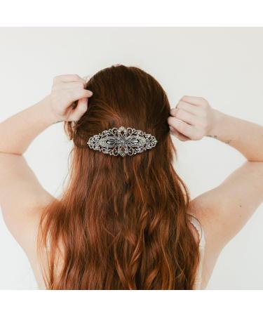 Luckious Vintage Flower Hair Barrette Hair Slides - Antique Style Crystal Hair Clips for Women - Elegant Hair Jewelry for Weddings Birthdays and Proms - Buy Online on GoSupps.com