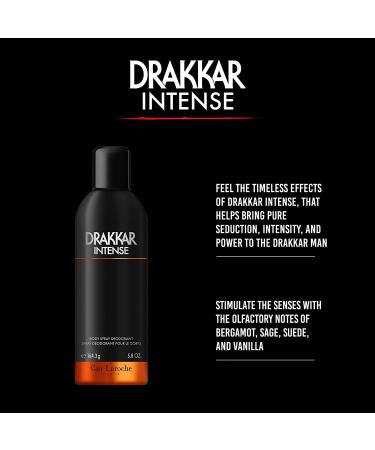 Drakkar Intense Men's Long Lasting Deodorant Spray - Vanilla, Bergamot, Rosemary & Patchouli - 5.8 oz - Buy Online on GoSupps.com