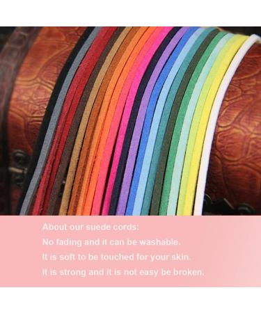 100 Yards 2.6mm Suede Leather Cord String for Necklace, Bracelet, Beading - 20 Bundles, Flat Faux Velvet Cord for DIY Crafts (Color-2) - Buy Online on GoSupps.com