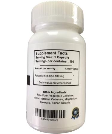 Potassium Iodide 130mg Capsules - 100 Count (Highest Strength, Best Value on Amazon) - Buy Online on GoSupps.com