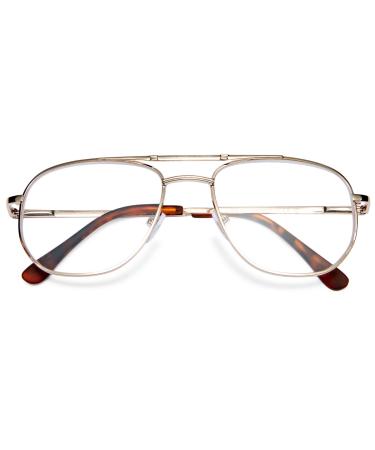 Lanomi blue light filter pilot reading glasses men women metal frame Classic visual aid reading aid flying goggles 1.0 1.5 2.0 2.5 3.5 4.0 gold 2.5 diopters