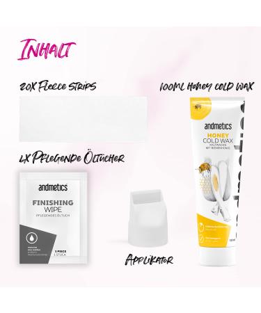 Andmetics Honey Cold Wax | Real Bee Honey for Smooth Skin | 100g Body Wax | Sensitive Skin | Easy Application | Up to 4 Weeks Results - Buy Online on GoSupps.com
