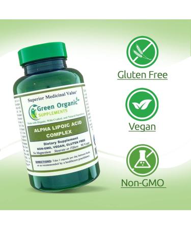 Green Organic Supplements' Alpha Lipoic Acid Complex ALA 90 VCaps Alpha Lipoic Acid Capsules (Pack of 1) 90 Count (Pack of 1) - Buy Online on GoSupps.com