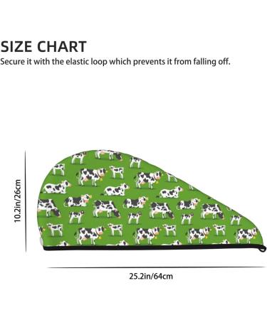 Buy Hair Towel Wrap - Quick-Dry Hair Drying Towel Turban with Button (Cows with Calfs Green) | Fast International Shipping - Buy Online on GoSupps.com