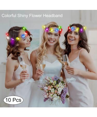 PRmnov LED Flower Crowns 10 Light up Headband Festival Headband Light up Festival Accessories Christmas Halloween Holiday Accessories Woman Child (Mixed Colours Small Flowers) Mixed Colours Small flowers - Buy Online on GoSupps.com