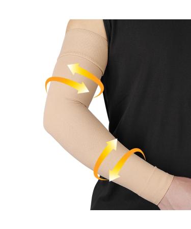 Beister medical compression ARM Sleeve women & men (1 piece) 20-30 mmHg compression sleeves with dotted silicone band elbow bandage bracelet for varicose veins lymphedic arthritis.Beige s - Buy Online on GoSupps.com