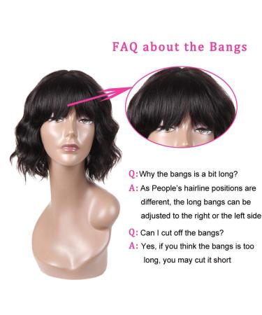 12 Inch Body Wave Bob Wig with Bangs | Brazilian Virgin Human Hair | 130% Density | Machine Made None Lace Front Wig for Black Women - Buy Online on GoSupps.com