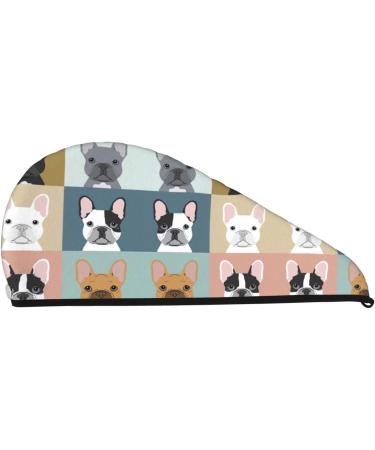French Bulldog Coral Velvet Dry Hair Cap - Unisex Towel Wrap for Bathing Pool Parties & Beach - Ultimate Home Accessory - Buy Online on GoSupps.com