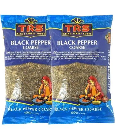 Seelans TRS Black Pepper Coarse | 400G |Crushed | Cracked Black Peppercorns | Spice Seasoning Dressing Coarse |Ground Black Pepper |Indian Origin (Pack of 2)