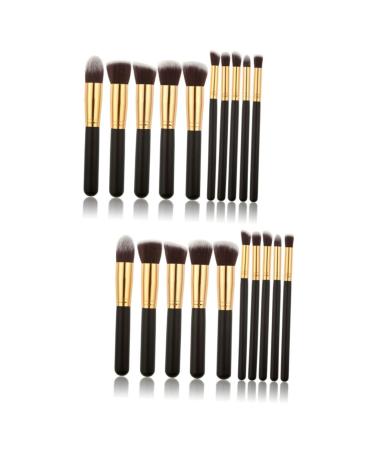 NOLITOY 20 pcs Blending Eyeliner Cosmetics Makeup Black+gold Kit Powder Brush Premium Synthetic mediumx2pcs Black+goldx2pcs