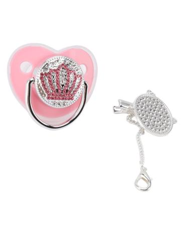 Personalized bling pacifier shiny pacifier in heart shape rhinestone crown ultra-wicked silicone-sailing dummy-baby pacifier nipple for baby show newborn gifts (pink) - Buy Online on GoSupps.com