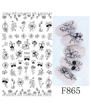 Buy 10 Sheets Black & White Butterfly Flower Nail Stickers - Self-Adhesive Art Decals for Creative Nail Designs | International Shipping Available - Buy Online on GoSupps.com