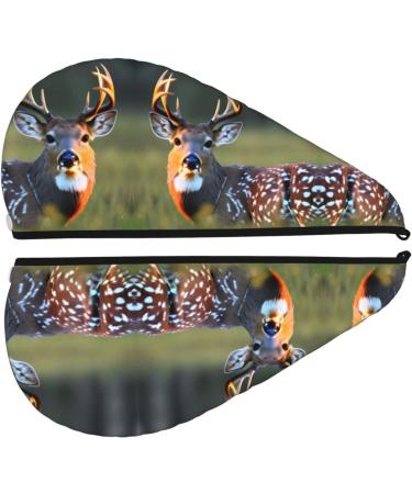 Cute Deer Coral Velvet Dry Hair Cap - Unisex Wet Towel Wrap for Bathroom Pool Party Beach & Home | International Shipping Available - Buy Online on GoSupps.com