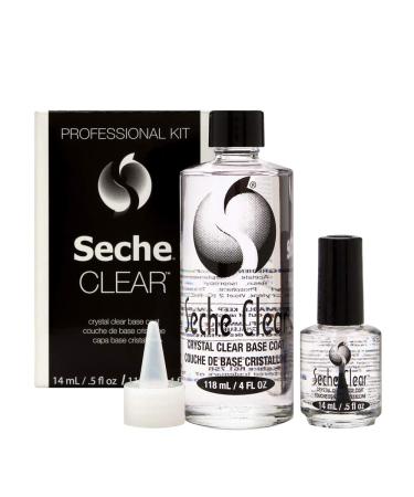Seche clear professional kit, crystal clear base coat for nail polish, 4 oz & 0.5 oz refill, 4 Fl Oz