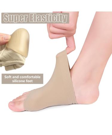 Elkflee Arch Support Sleeves with Gel Pads - Plantar Fasciitis Relief for Men and Women - 1 Pair Beige - Buy Online on GoSupps.com