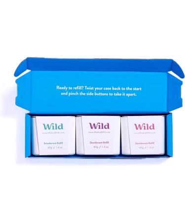 Wild - Natural Refillable Deodorant - Aluminium Free - Refill Variety Pack Includes Fresh Cotton & Sea Salt Jasmine & Mandarin and Coconut & Vanilla Scents - Long Lasting Protection Variety Pack 40 g (Pack of 3) - Buy Online on GoSupps.com