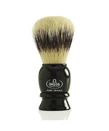 Omega Shaving Brush #13522 Pure Boar Bristles Black