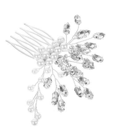 MAGICLULU rhinestone hair comb Miss rhinestones comb Metal aesthetic hair accessories decorative hair combs for women modeling pearl bride jewelry hair comb wedding Hair piece